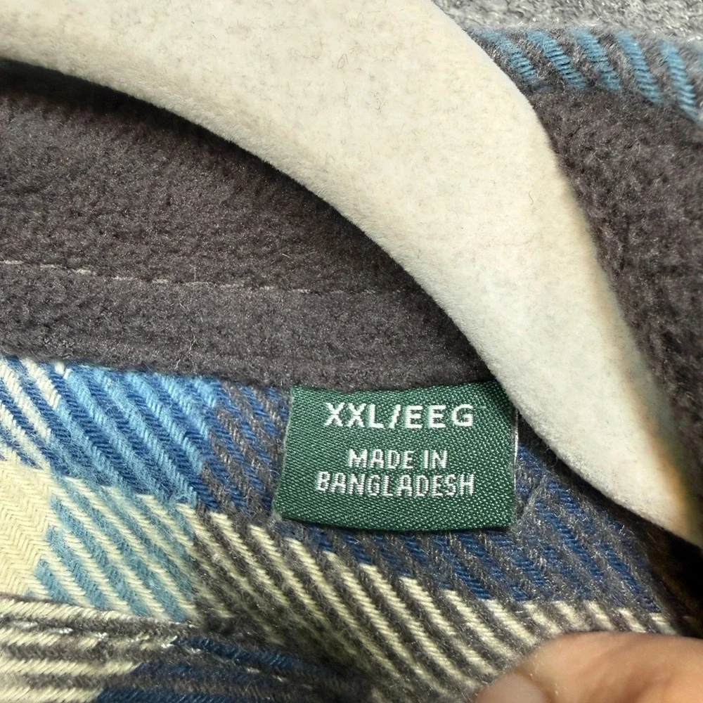 Orvis Flannel Shirt‎ Jacket Mens XXL Blue Green Fleece Lined Plaid Shacket Heavy